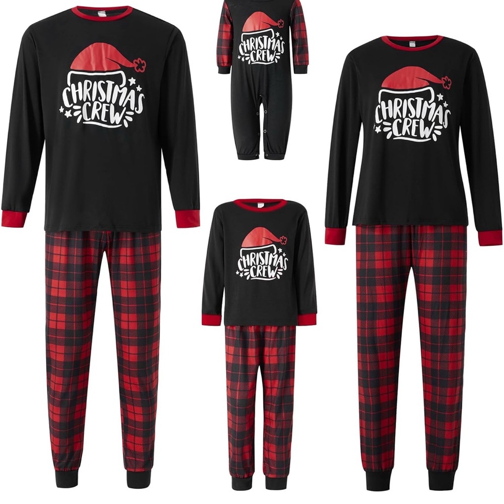 Christmas Crew Kids Pajamas - Black and Red